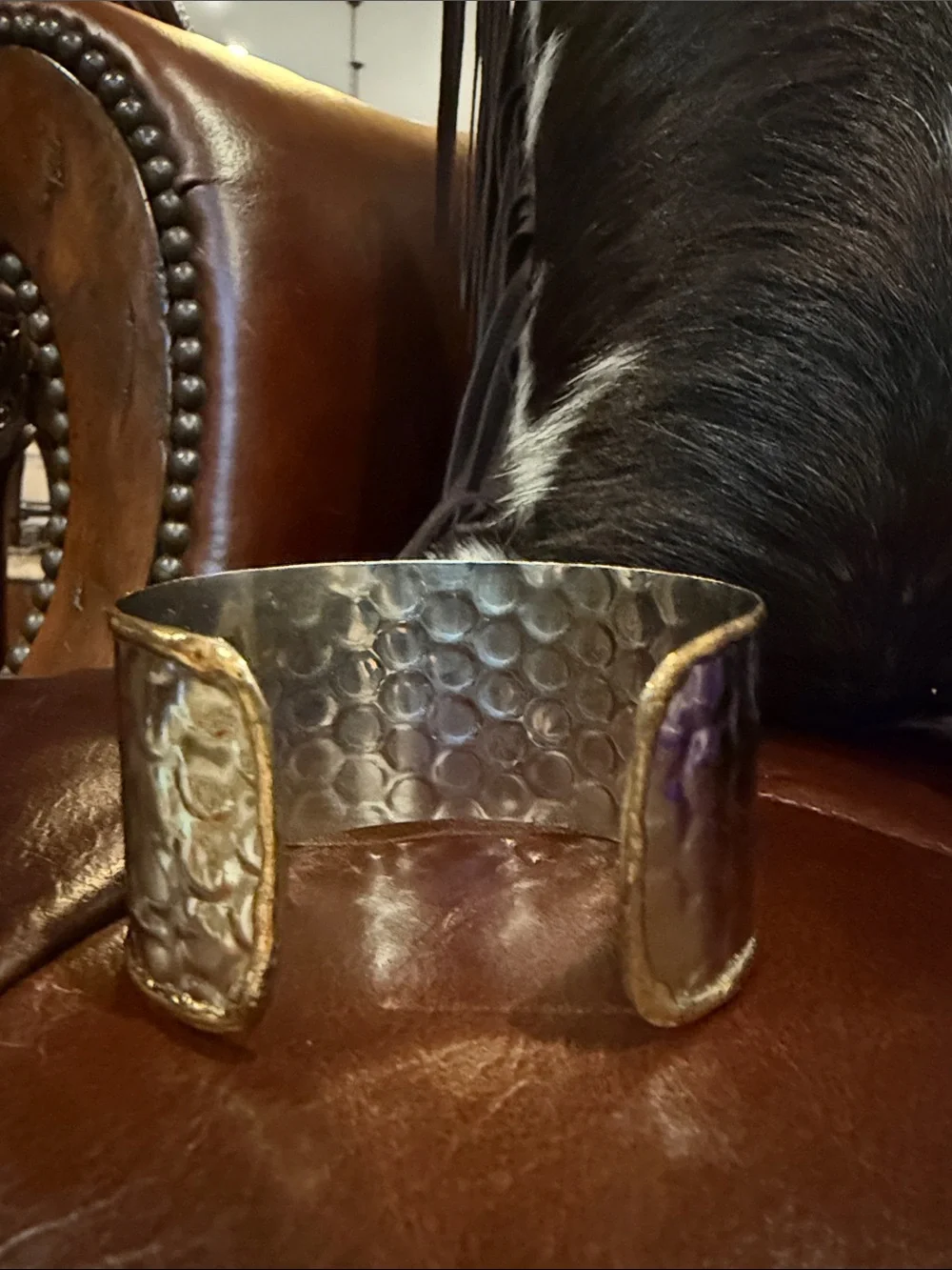 Ornate Swirl Metal Cuff Bracelet in Mixed Metallics